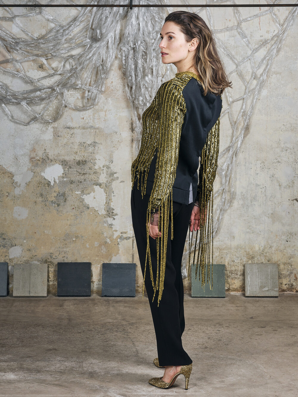 Aviu gold Top mit Fransen – Bild 5