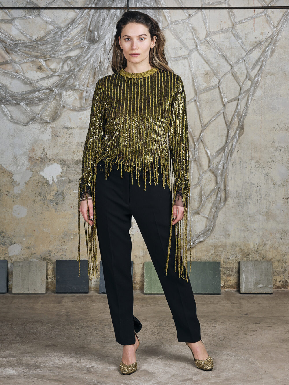 Aviu gold Top mit Fransen – Bild 2