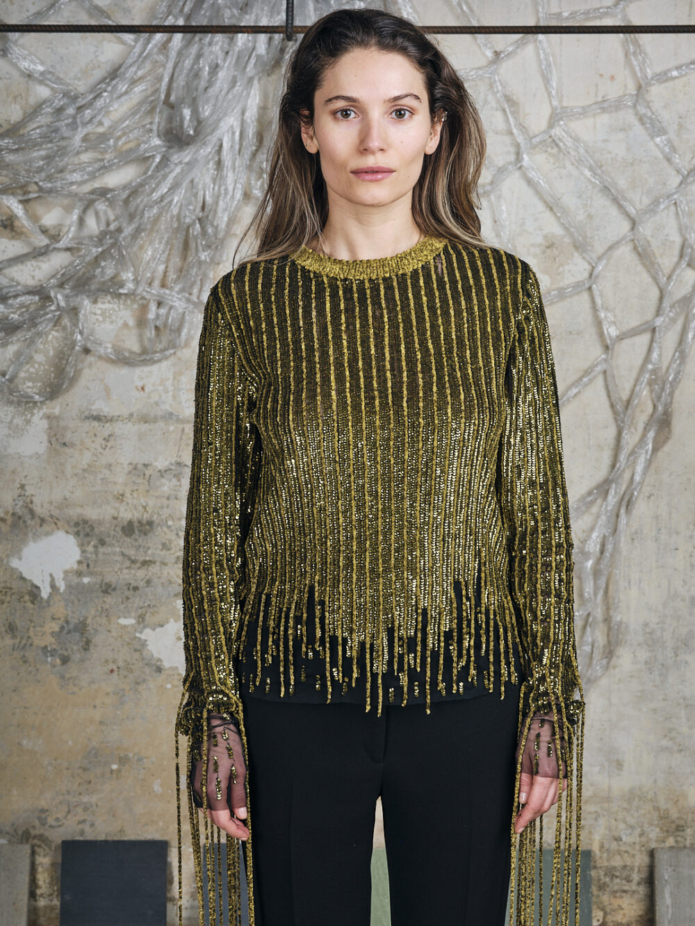 Aviu gold Top mit Fransen – Bild 4